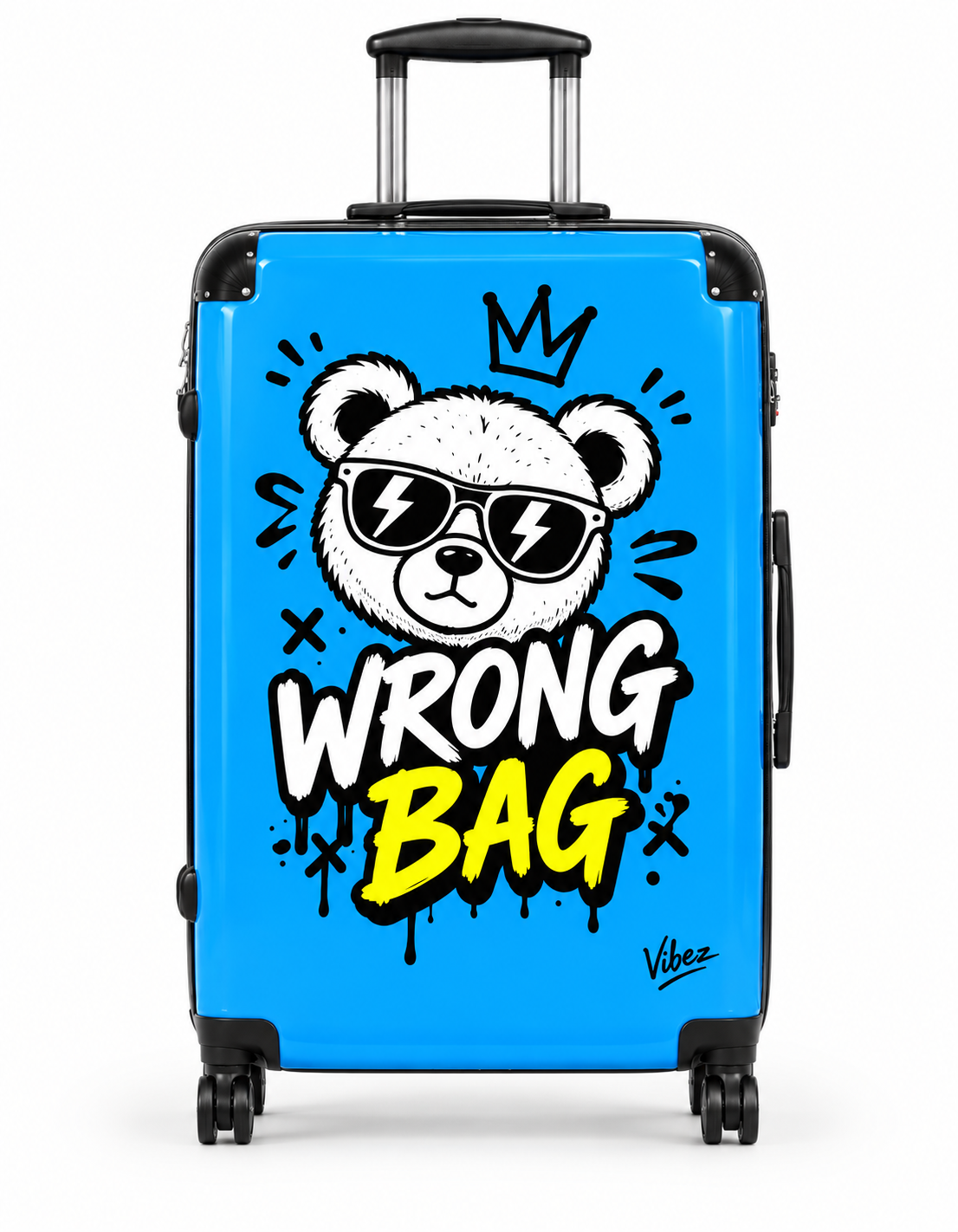 Wrong Bag Bear Suitcase, Blue Funny Luggage for Teens, Cute Hard Shell Travel Case, Graduation Gift