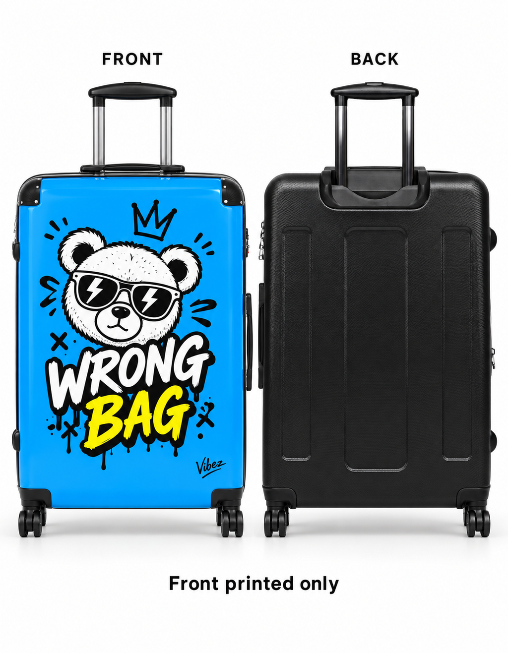 Wrong Bag Bear Suitcase, Blue Funny Luggage for Teens, Cute Hard Shell Travel Case, Graduation Gift