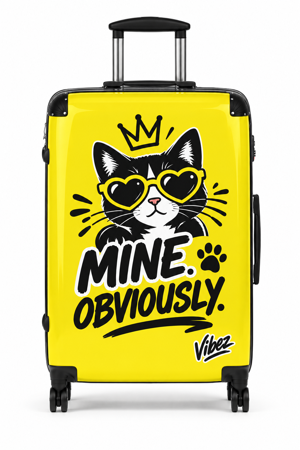 Cat Lover Suitcase, Mine Obviously Yellow Luggage, Funny Cat Travel Bag, Hard Shell Spinner Case, Gift for Pet Lovers