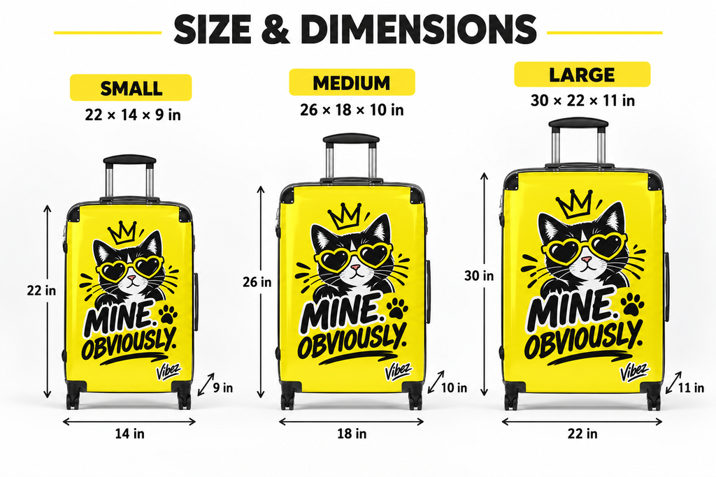 Cat Lover Suitcase, Mine Obviously Yellow Luggage, Funny Cat Travel Bag, Hard Shell Spinner Case, Gift for Pet Lovers