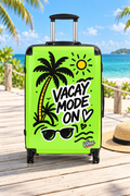 VACAY MODE ON Suitcase, Neon Green Tropical Luggage, Palm Tree Hardshell Travel Case, Vacation Gift, Carry On Bag