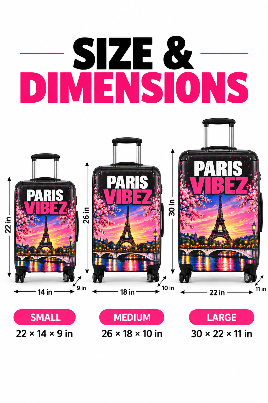 Paris Vibez Suitcase, Eiffel Tower Luggage, Colourful Paris Travel Bag, France Lover Gift, Hard Shell Spinner Suitcase
