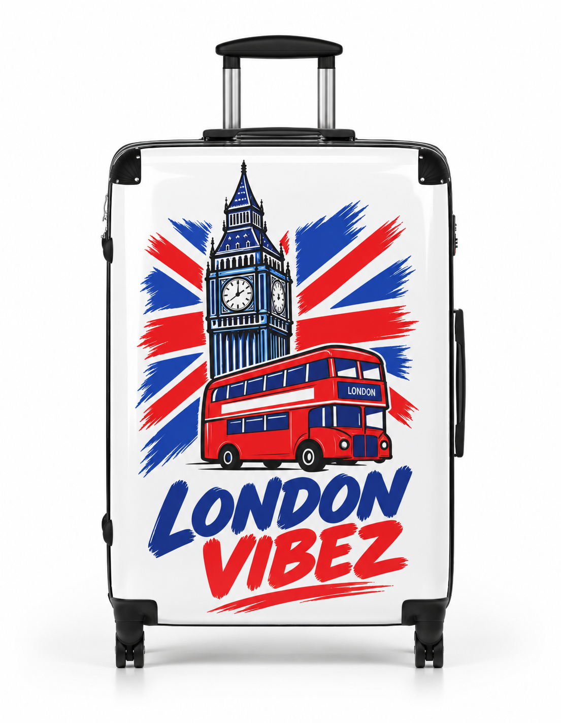 London Vibez Suitcase | Big Ben & Double Decker Bus Travel Luggage