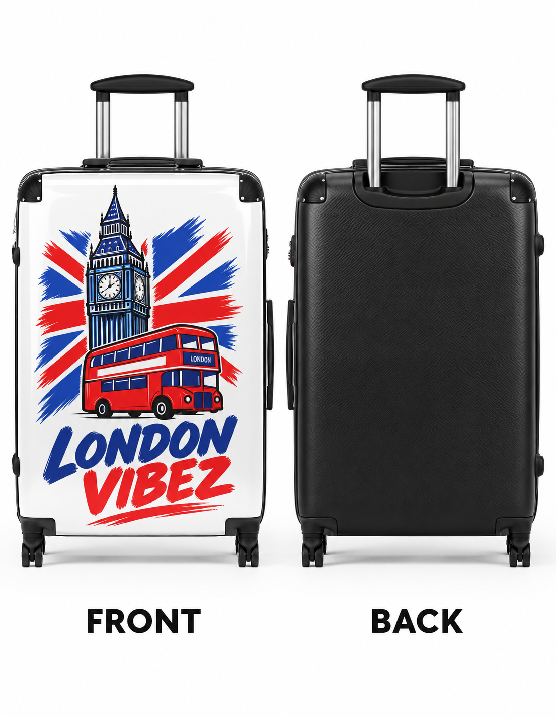 London Vibez Suitcase | Big Ben & Double Decker Bus Travel Luggage