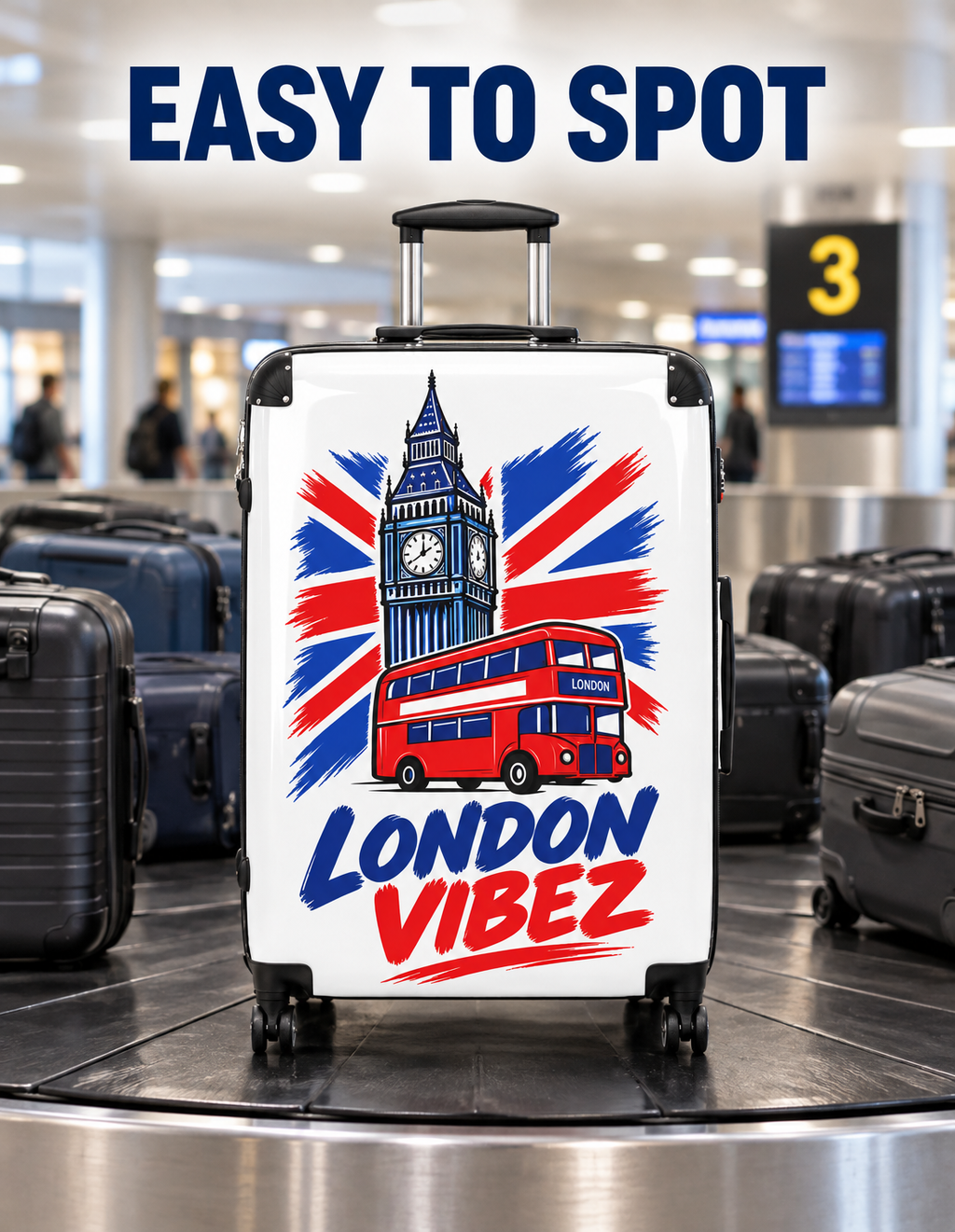 London Vibez Suitcase | Big Ben & Double Decker Bus Travel Luggage