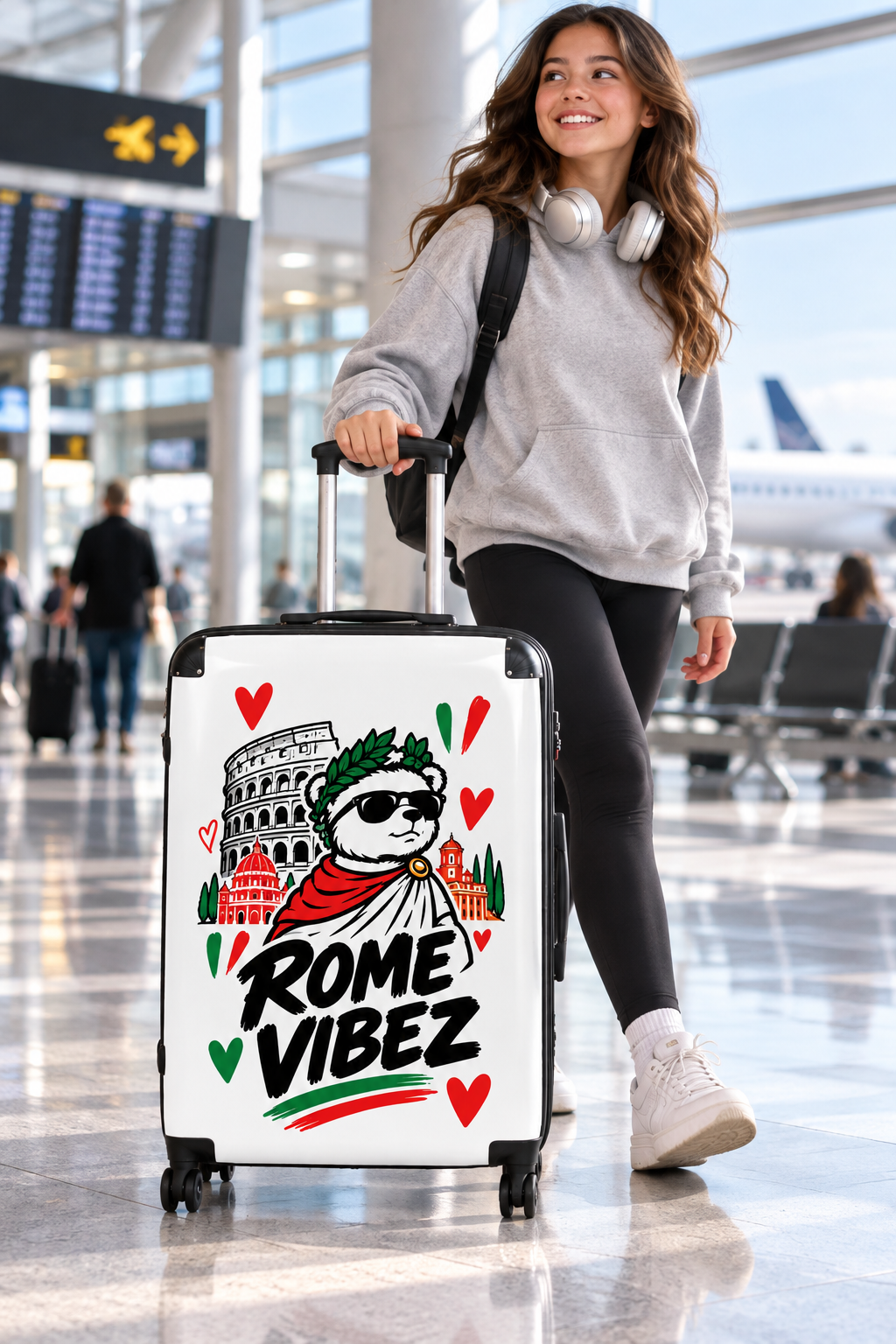 Rome Vibez Suitcase | Roman Colosseum Panda Travel Luggage