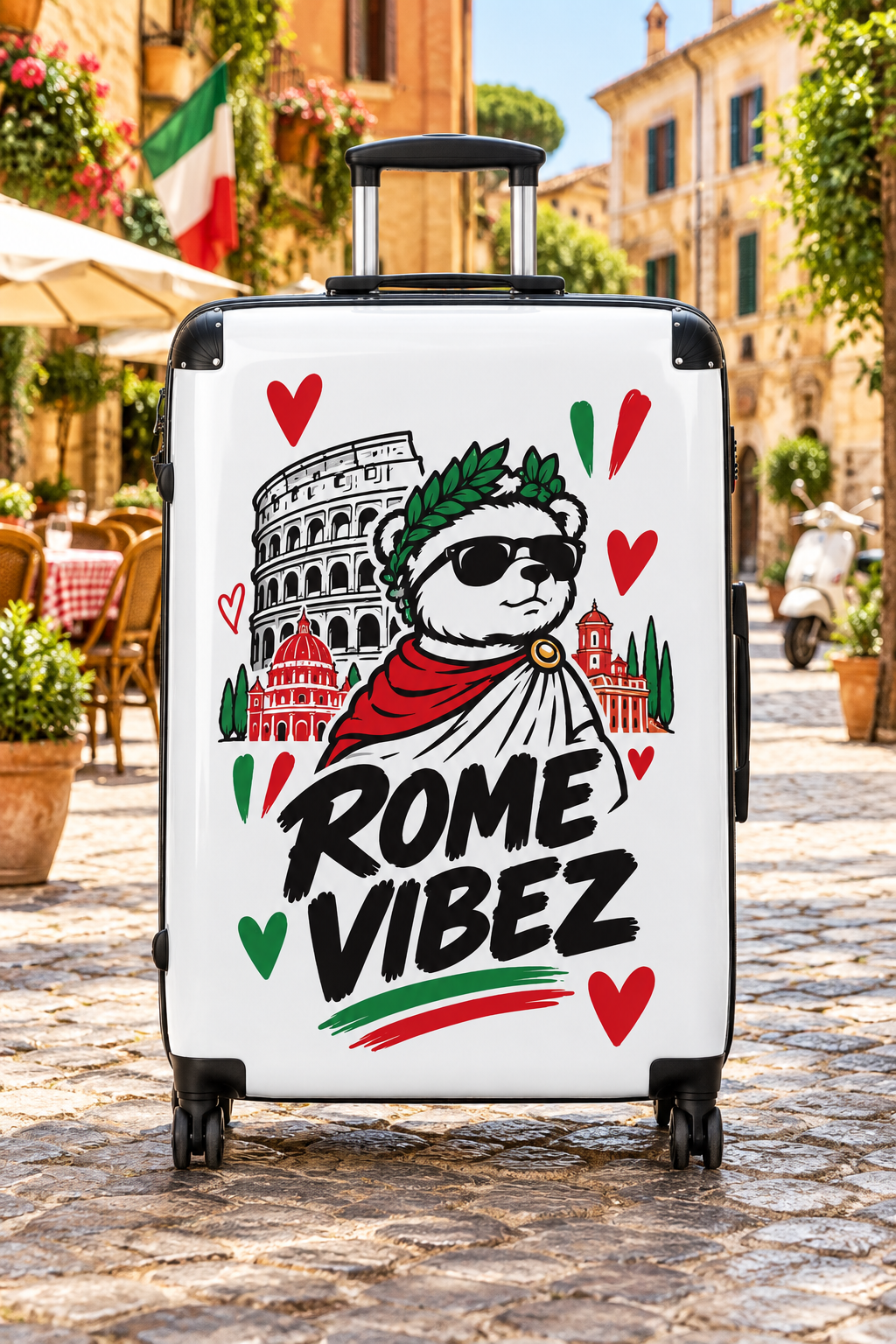 Rome Vibez Suitcase | Roman Colosseum Panda Travel Luggage