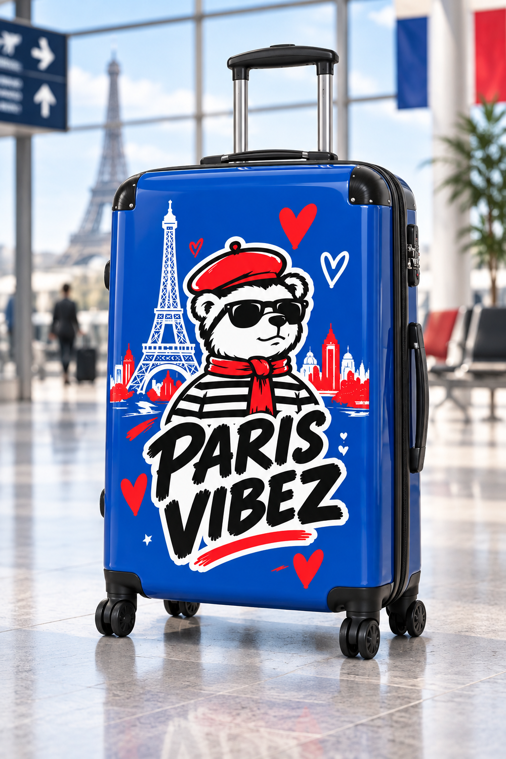 Paris Vibez Suitcase | Eiffel Tower Bear Travel Luggage