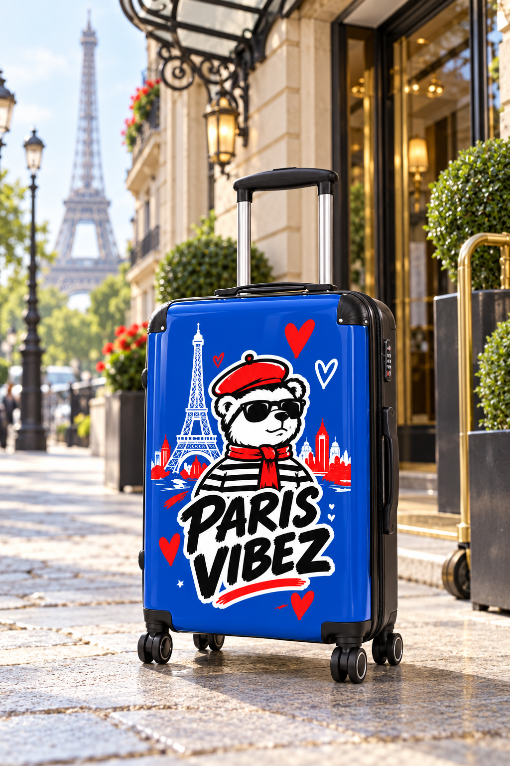 Paris Vibez Suitcase | Eiffel Tower Bear Travel Luggage