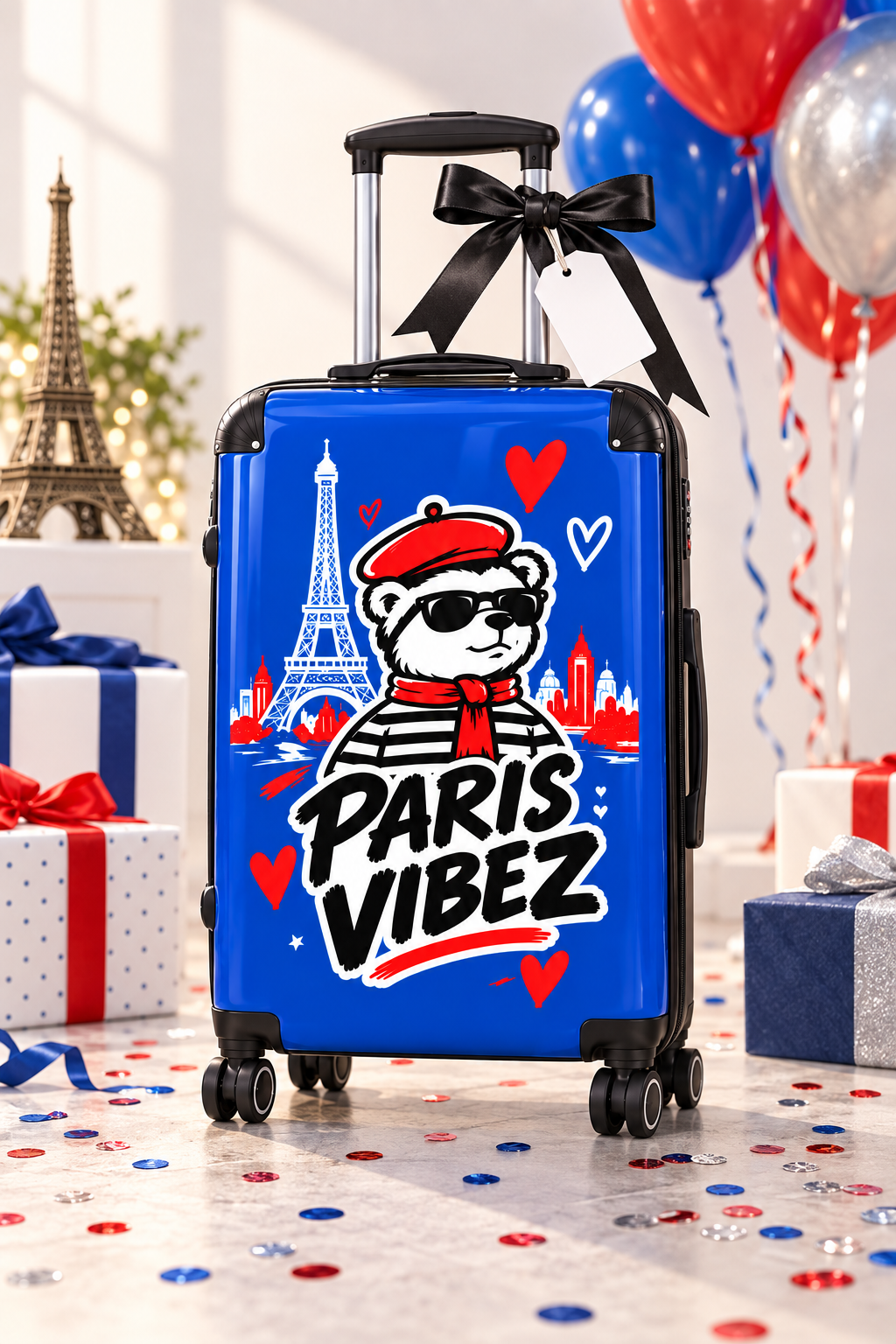 Paris Vibez Suitcase | Eiffel Tower Bear Travel Luggage