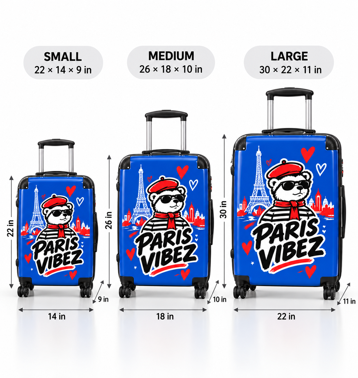 Paris Vibez Suitcase | Eiffel Tower Bear Travel Luggage