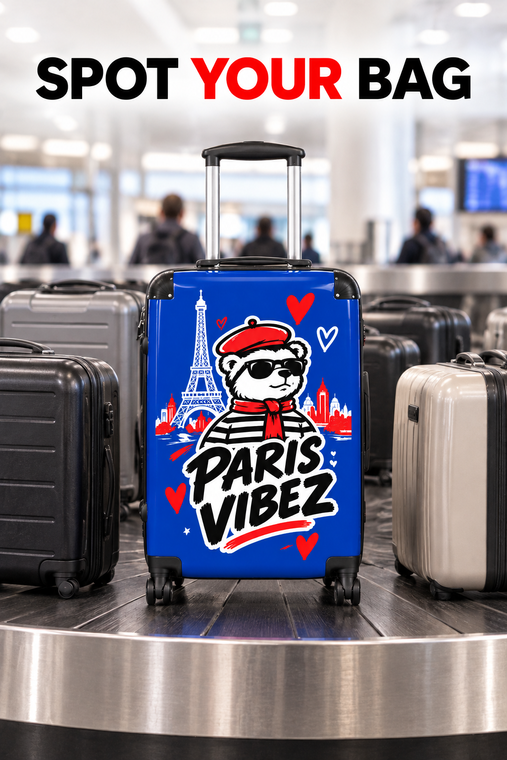 Paris Vibez Suitcase | Eiffel Tower Bear Travel Luggage