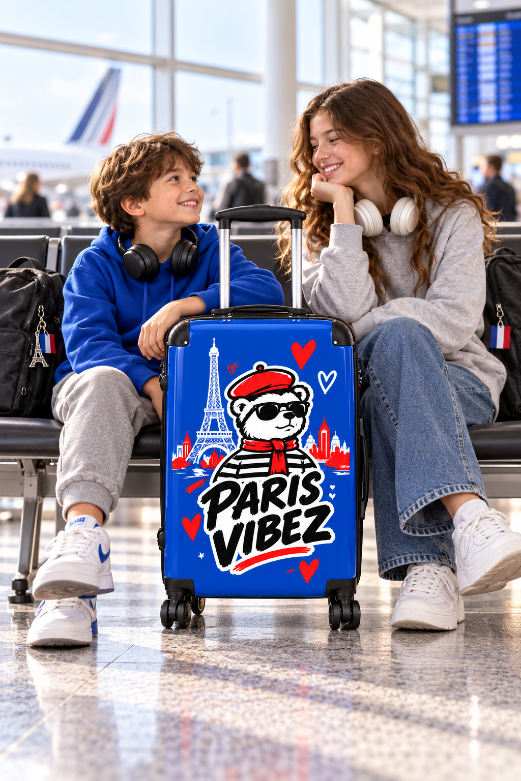 Paris Vibez Suitcase | Eiffel Tower Bear Travel Luggage