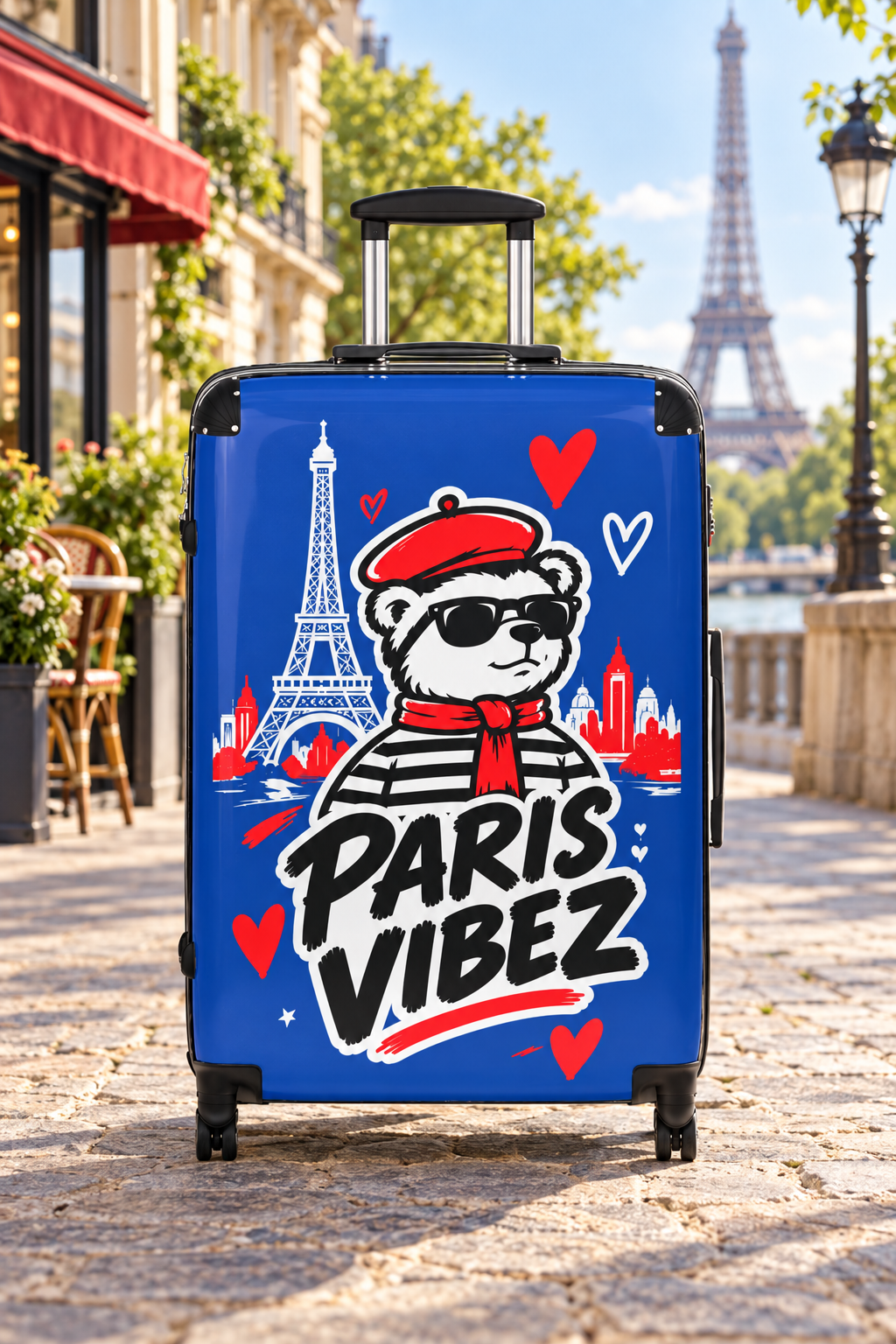 Paris Vibez Suitcase | Eiffel Tower Bear Travel Luggage