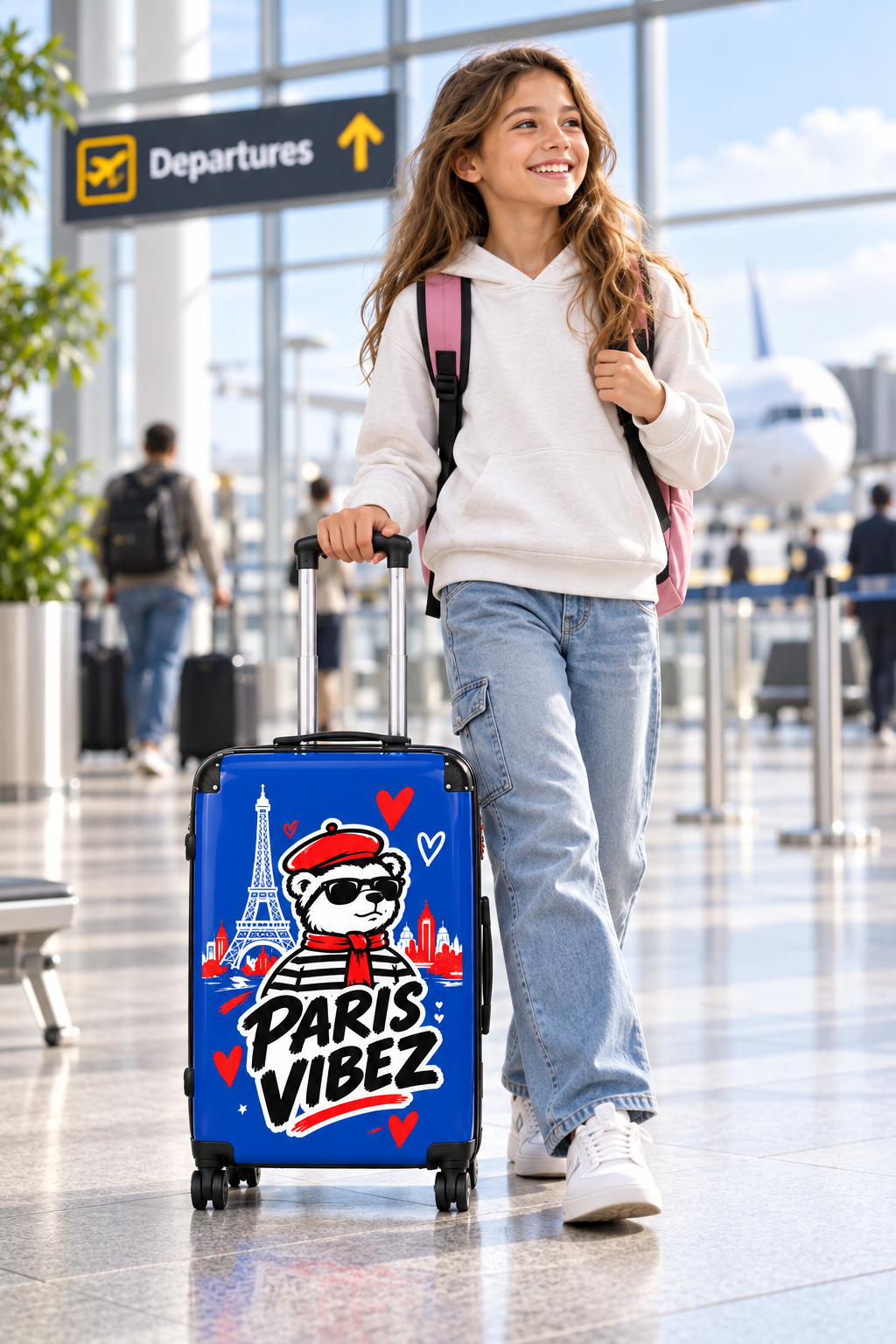 Paris Vibez Suitcase | Eiffel Tower Bear Travel Luggage
