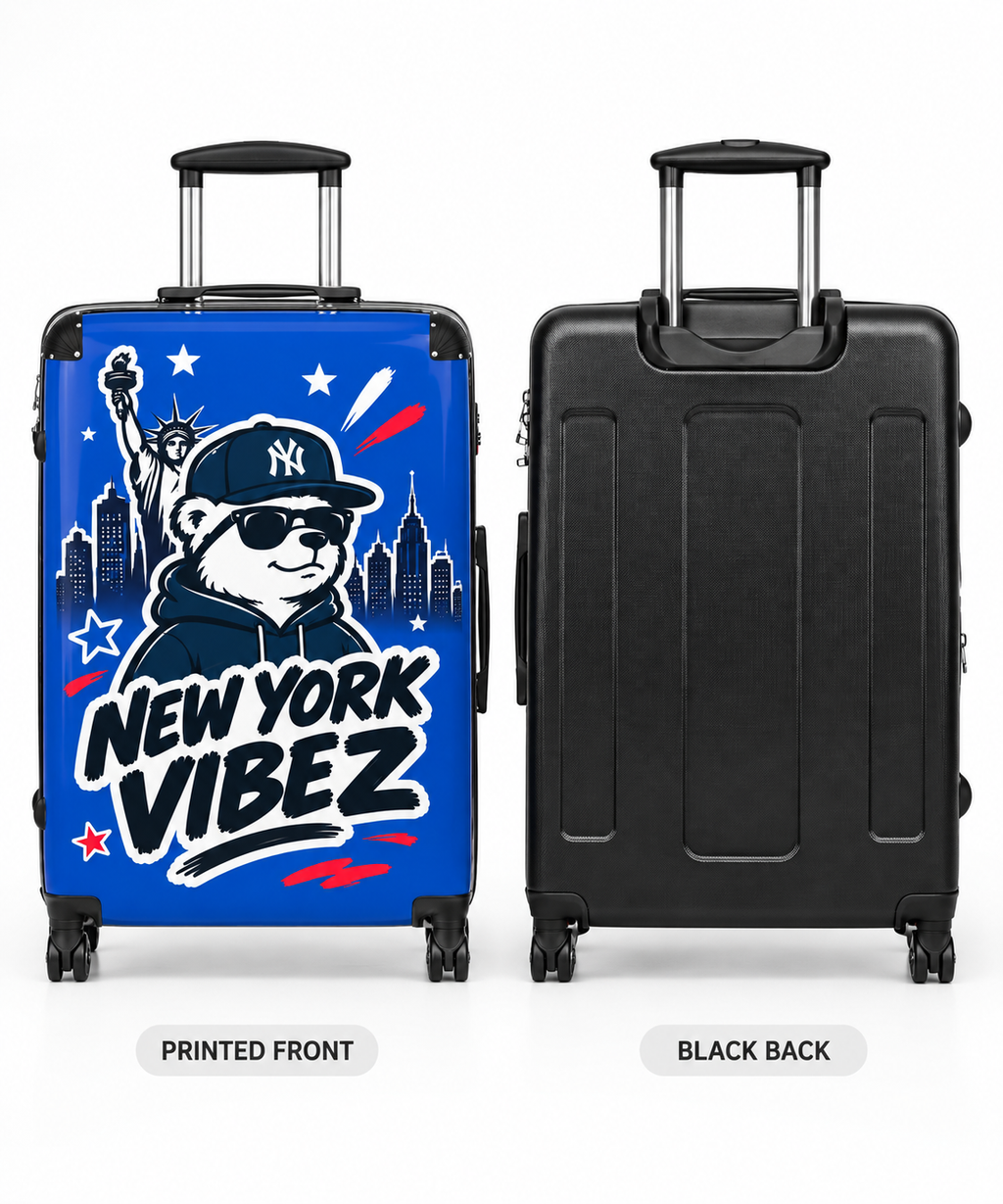 New York Vibez Suitcase | NYC Bear Skyline Luggage