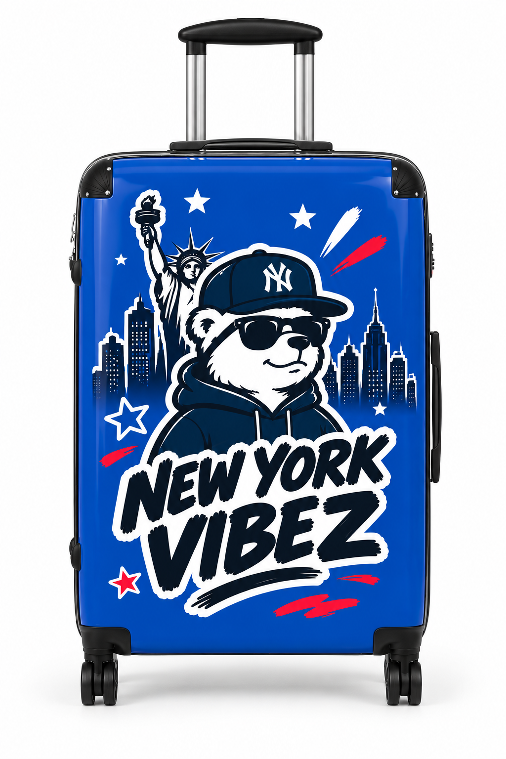 New York Vibez Suitcase | NYC Bear Skyline Luggage