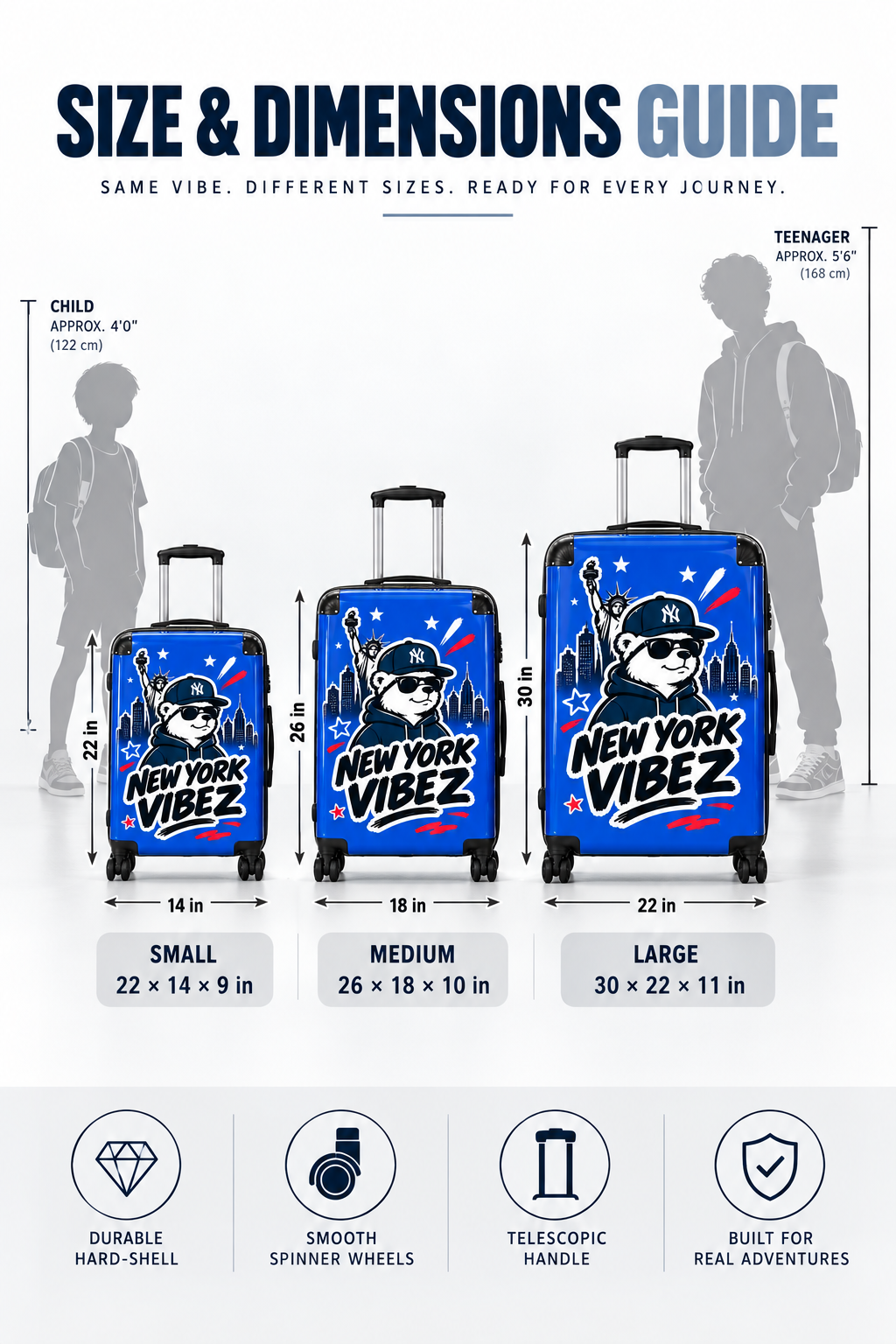 New York Vibez Suitcase | NYC Bear Skyline Luggage