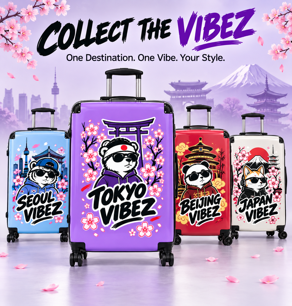 Tokyo Vibez suitcase | Sakura Panda Graphic Luggage