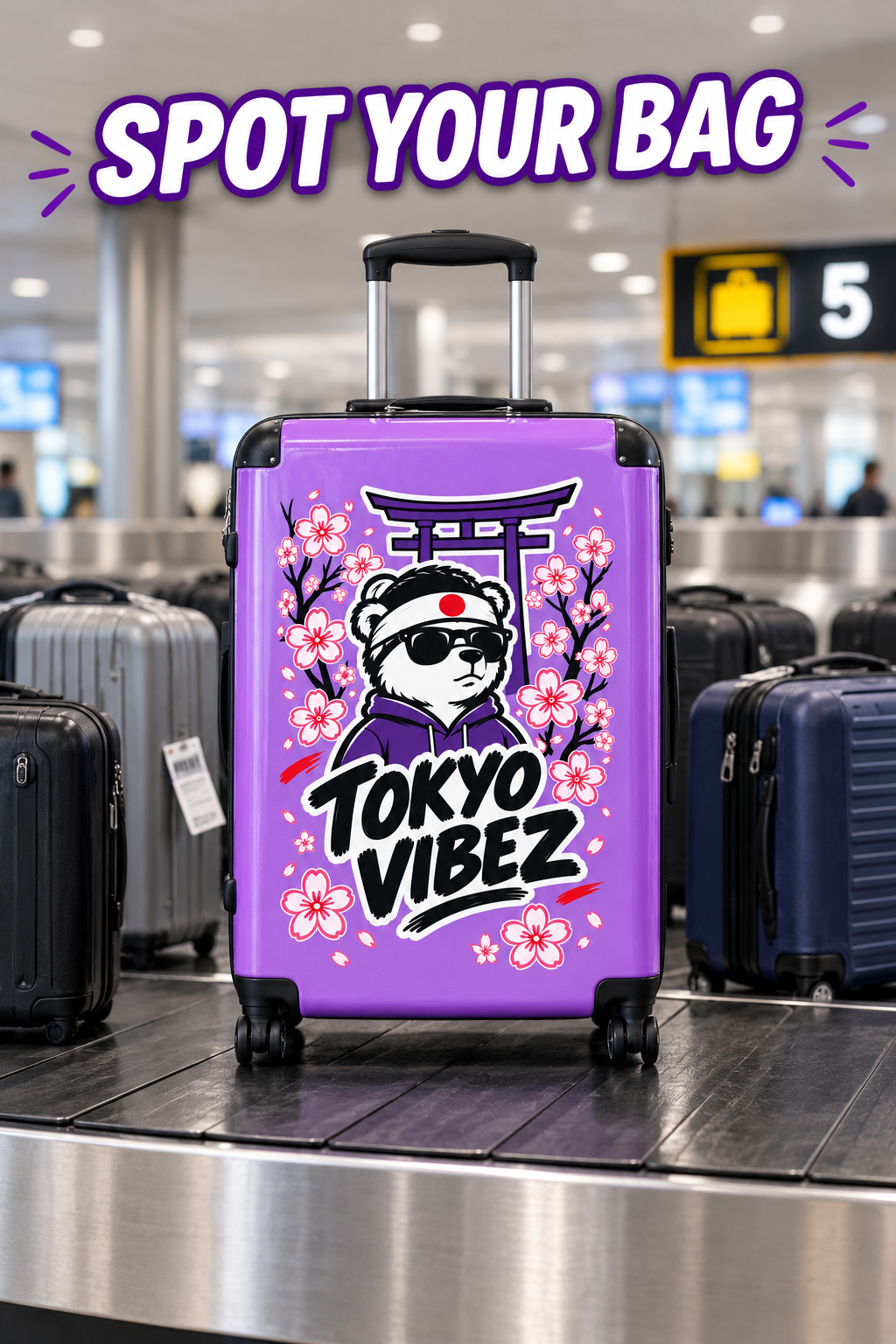 Tokyo Vibez suitcase | Sakura Panda Graphic Luggage