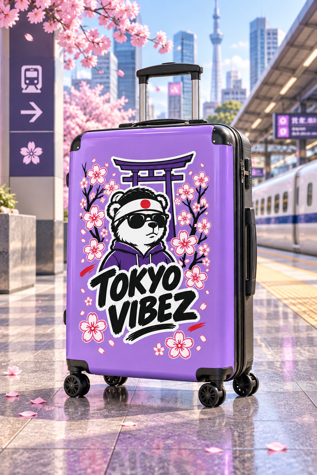 Tokyo Vibez suitcase | Sakura Panda Graphic Luggage