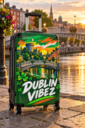 Dublin Vibez Suitcase | Irish Cityscape Luggage, Shamrock Travel Case