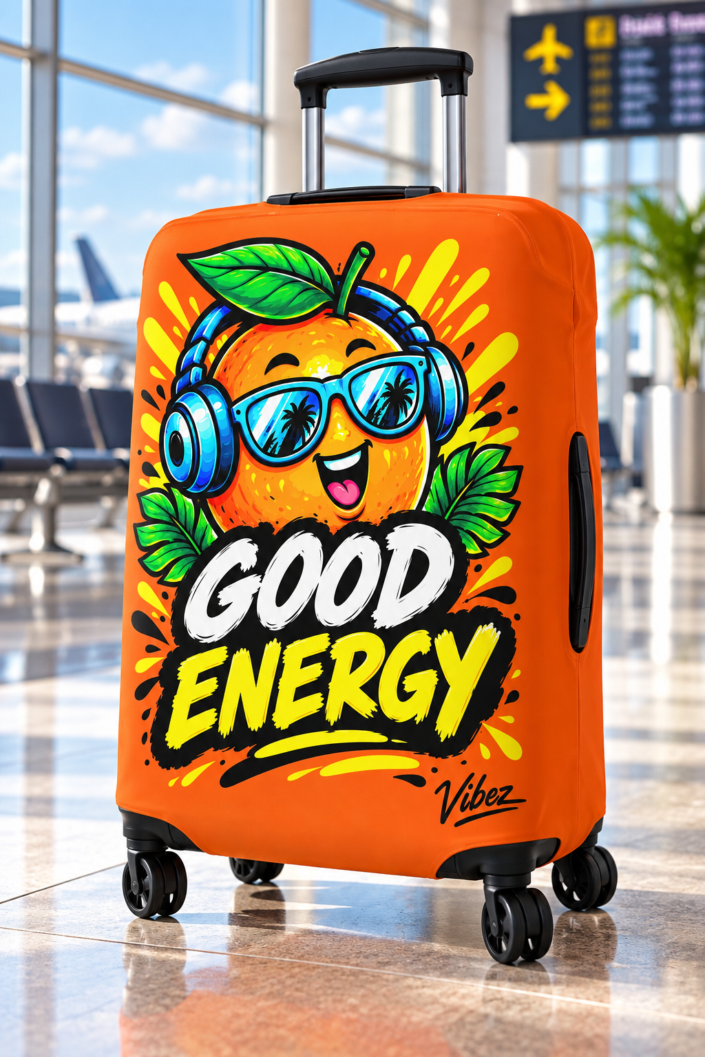 Good Energy Orange Cartoon Fruit Luggage Cover | Protective Travel Cover