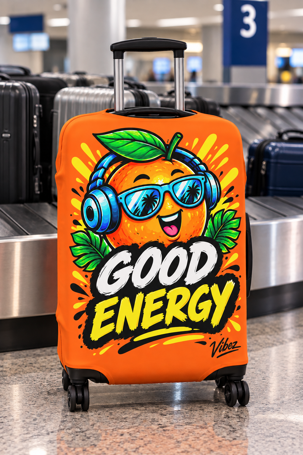 Good Energy Orange Cartoon Fruit Luggage Cover | Protective Travel Cover