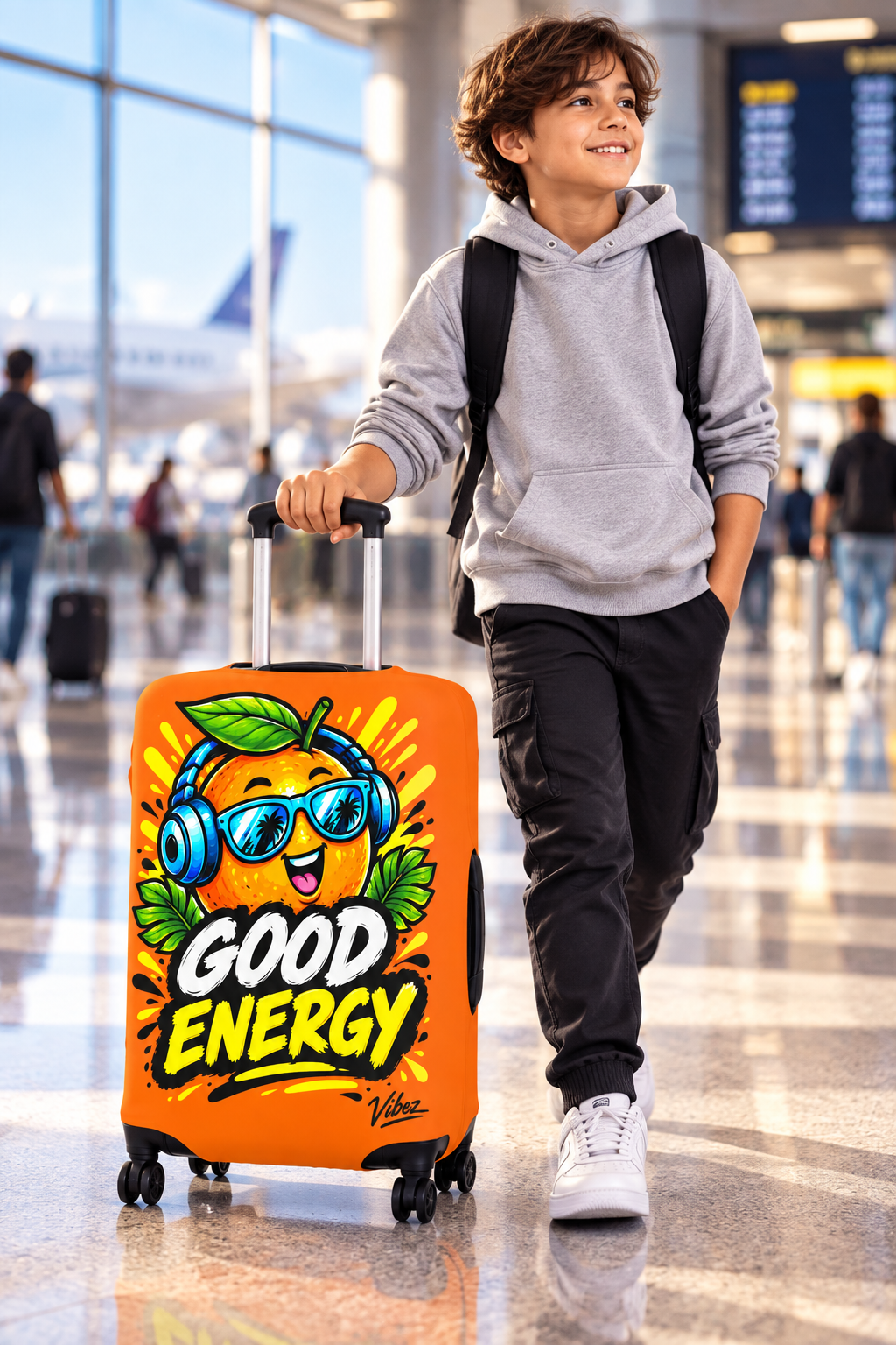 Good Energy Orange Cartoon Fruit Luggage Cover | Protective Travel Cover