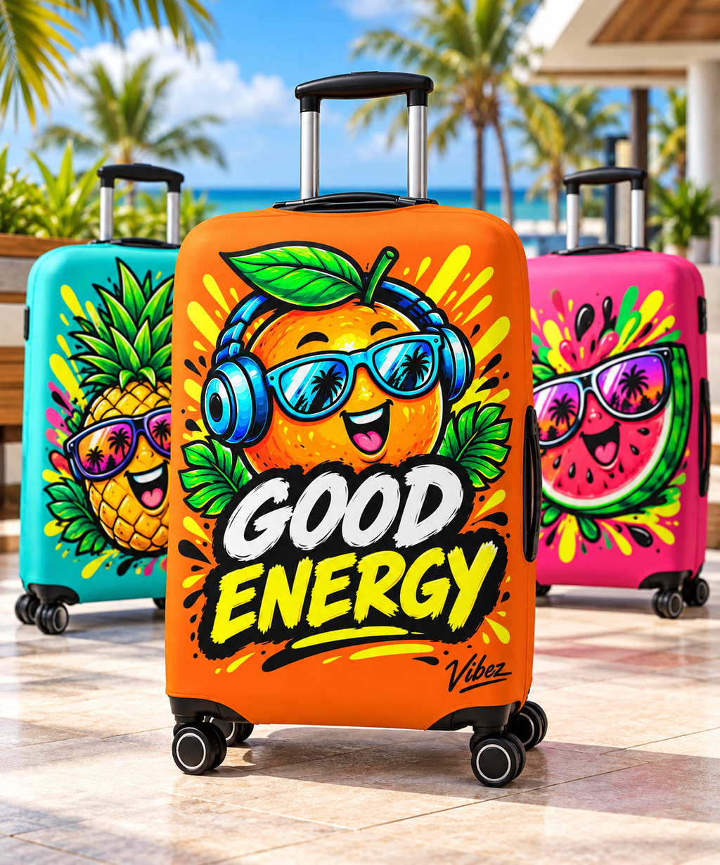 Good Energy Orange Cartoon Fruit Luggage Cover | Protective Travel Cover