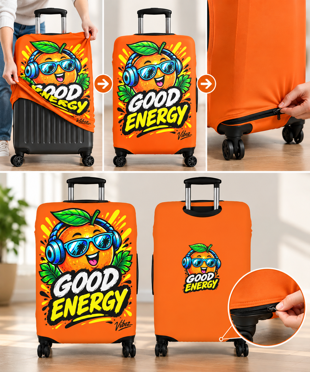 Good Energy Orange Cartoon Fruit Luggage Cover | Protective Travel Cover