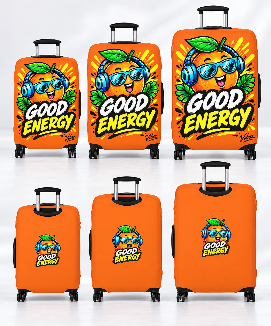 Good Energy Orange Cartoon Fruit Luggage Cover | Protective Travel Cover