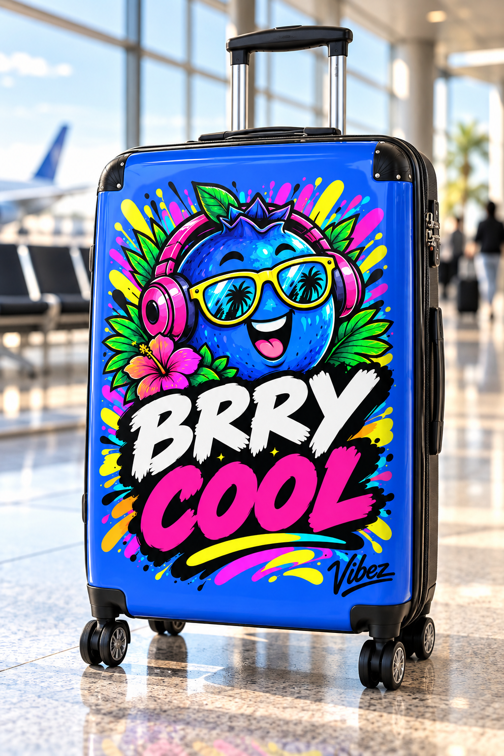 Brry Cool Blue Berry Character Suitcase | Cartoon Fruit Luggage