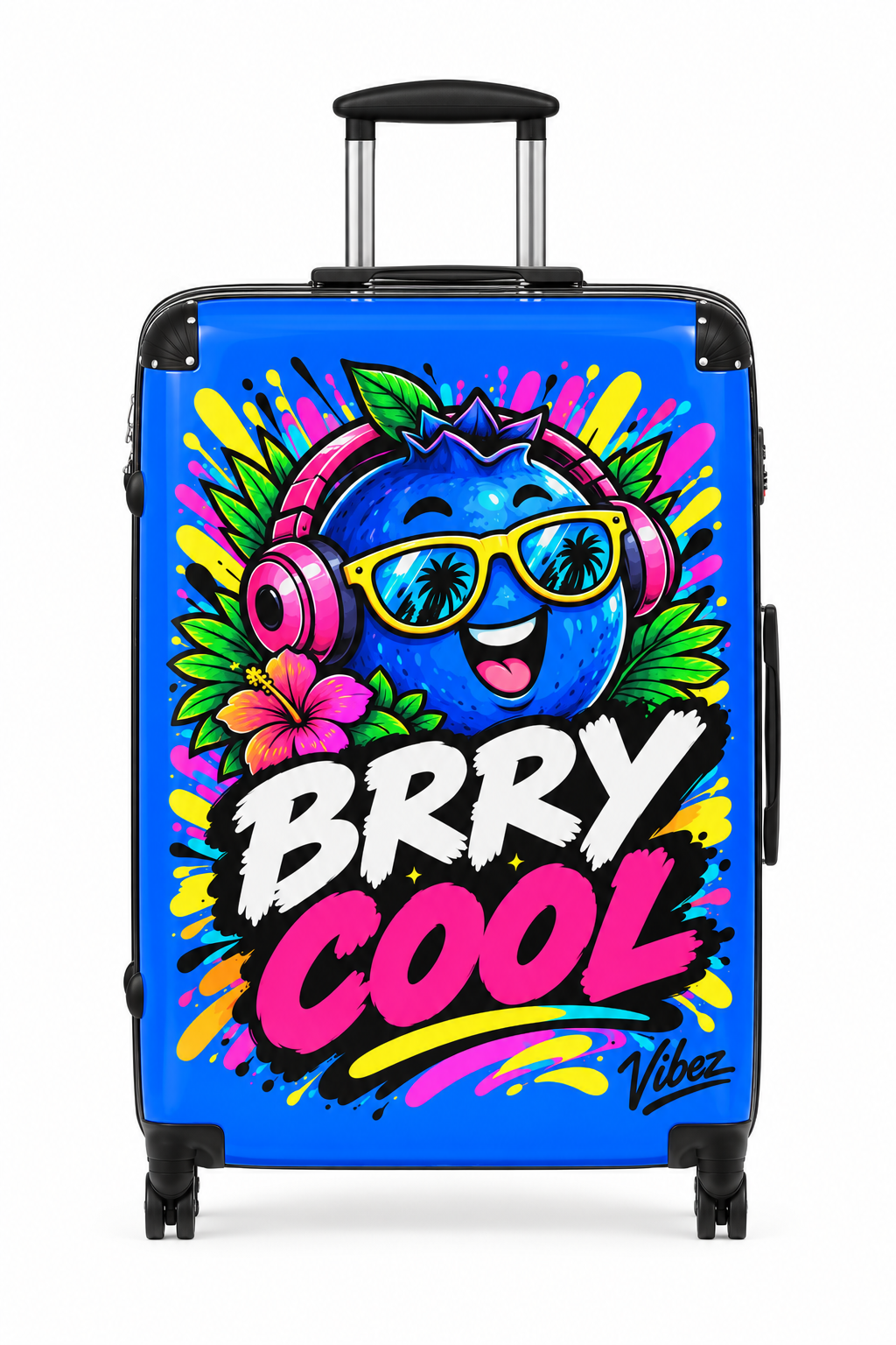 Brry Cool Blue Berry Character Suitcase | Cartoon Fruit Luggage