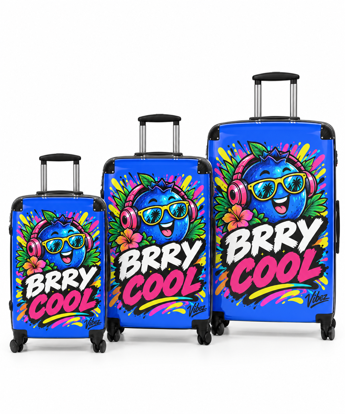 Brry Cool Blue Berry Character Suitcase | Cartoon Fruit Luggage