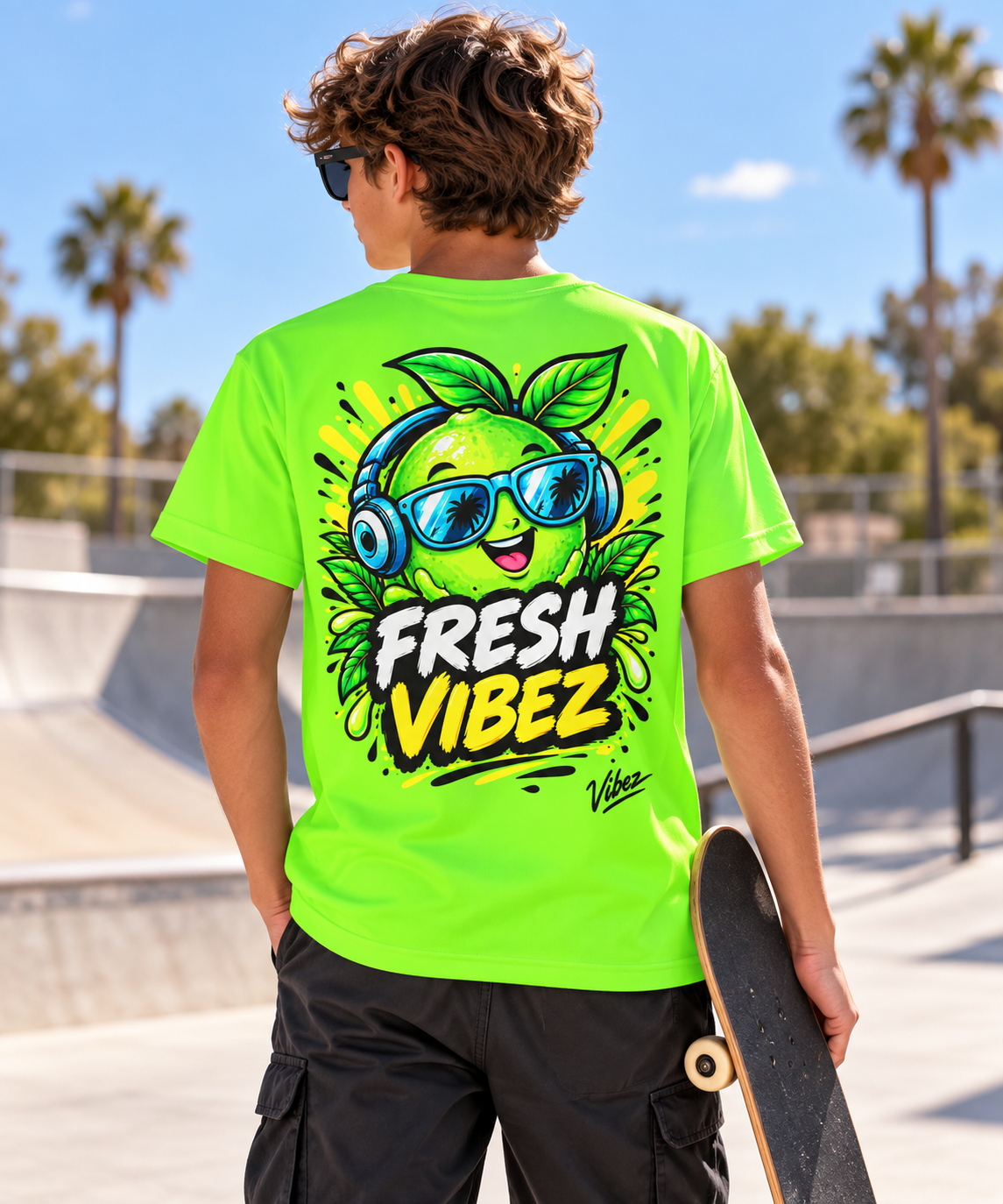 Fresh Vibez Lime Character Kids Jersey | Neon Green Sports Shirt