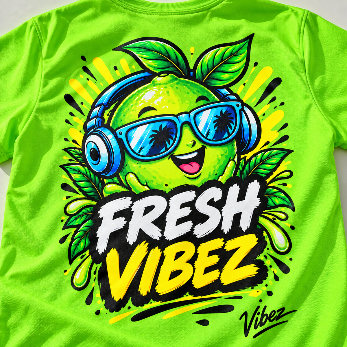 Fresh Vibez Lime Character Kids Jersey | Neon Green Sports Shirt