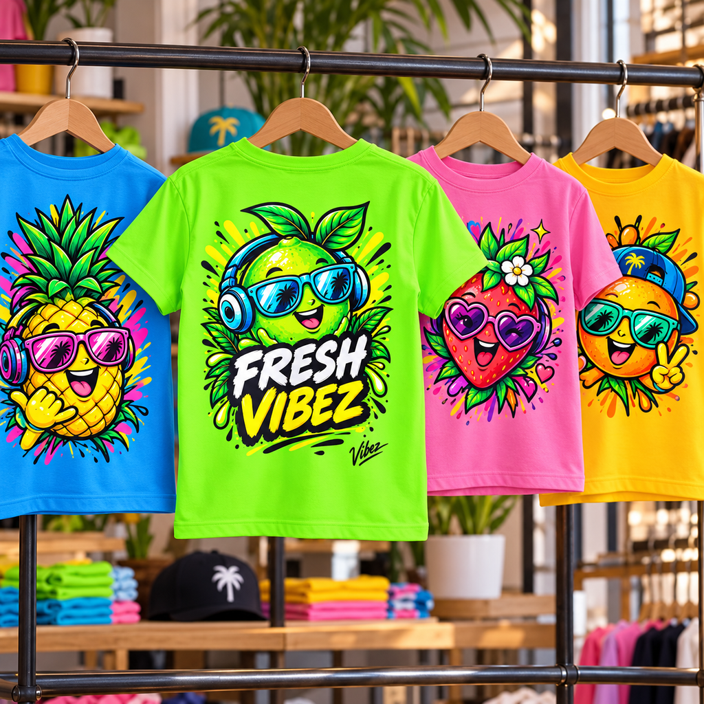 Fresh Vibez Lime Character Kids Jersey | Neon Green Sports Shirt