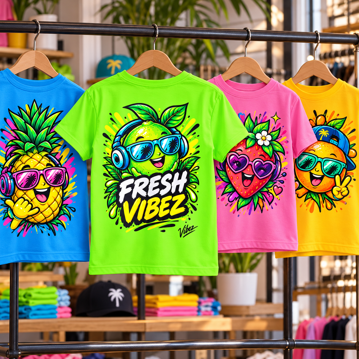 Fresh Vibez Lime Character Kids Jersey | Neon Green Sports Shirt