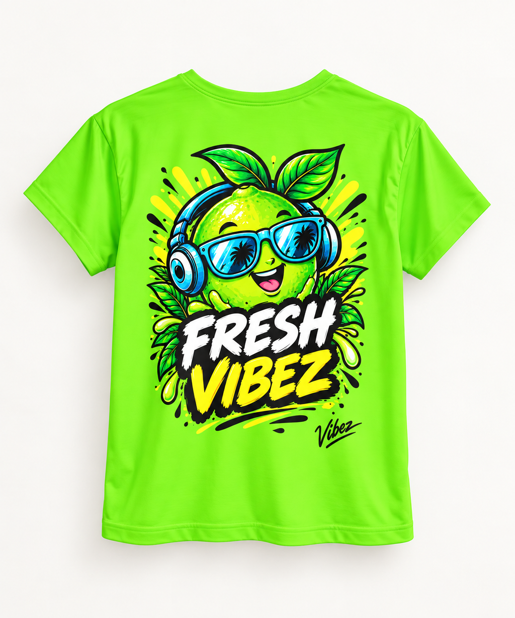 Fresh Vibez Lime Character Kids Jersey | Neon Green Sports Shirt