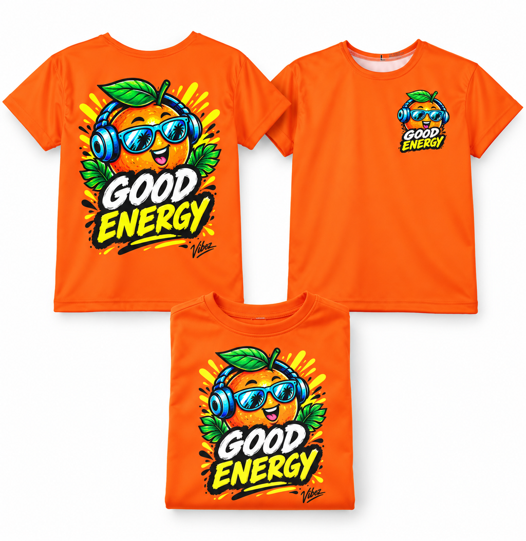 Good Energy Orange Character Kids Jersey | Sports Tee