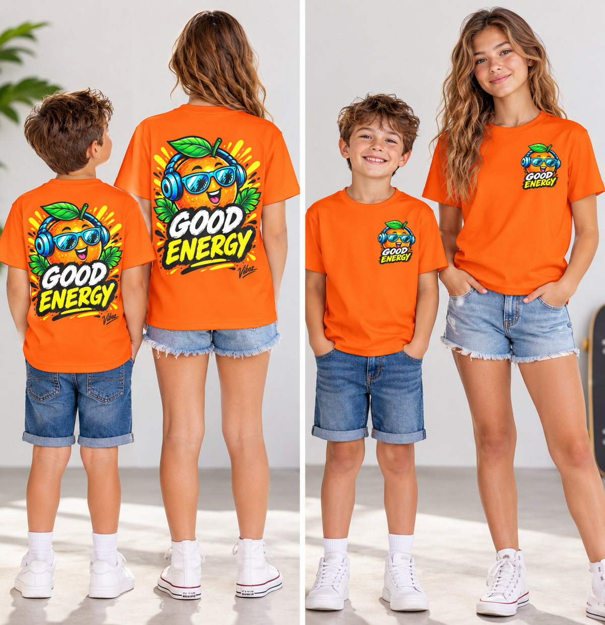 Good Energy Orange Character Kids Jersey | Sports Tee