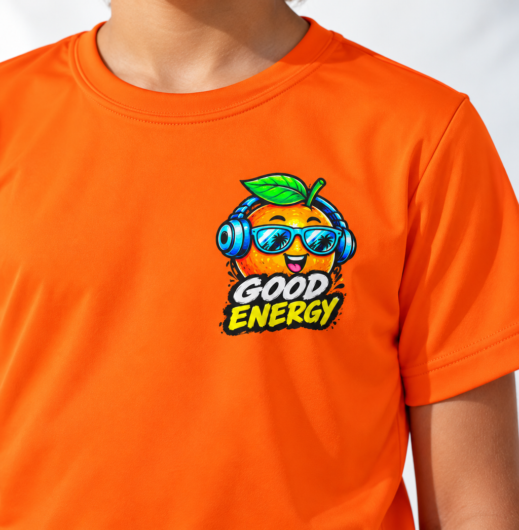 Good Energy Orange Character Kids Jersey | Sports Tee