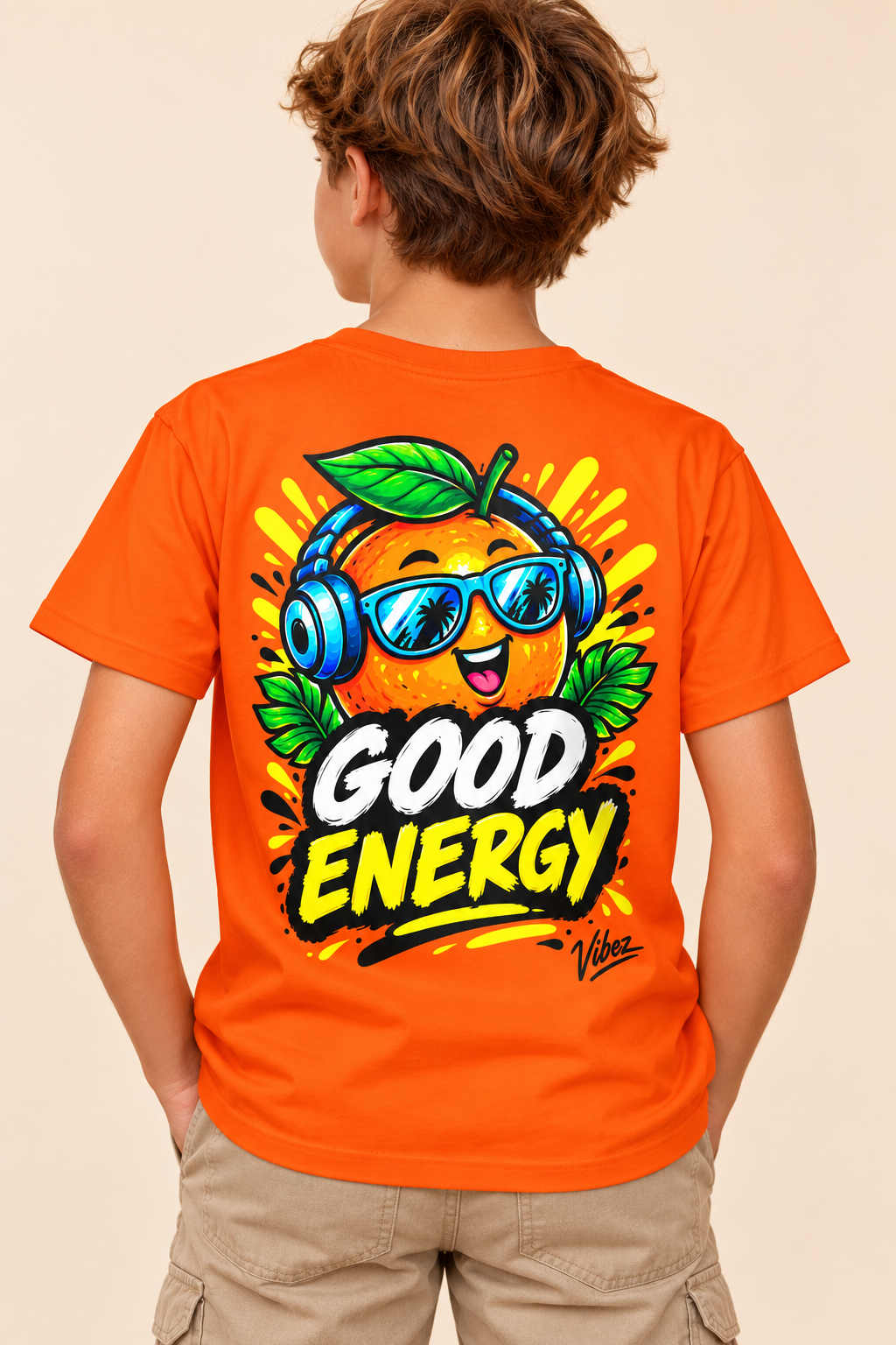 Good Energy Orange Character Kids Jersey | Sports Tee