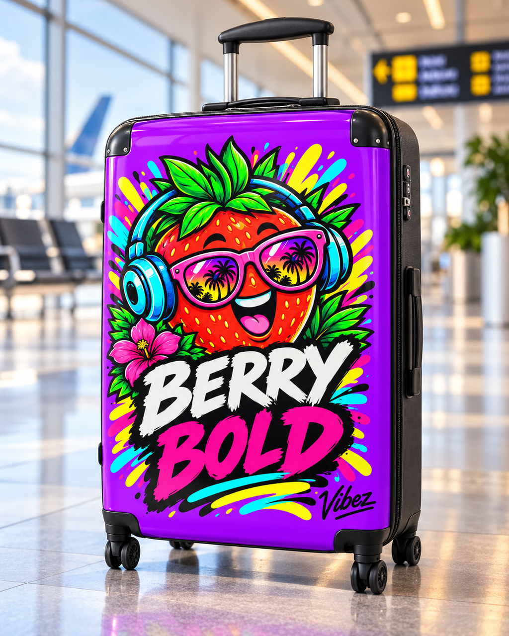 Berry Bold Strawberry Suitcase | Colorful Cartoon Fruit Luggage