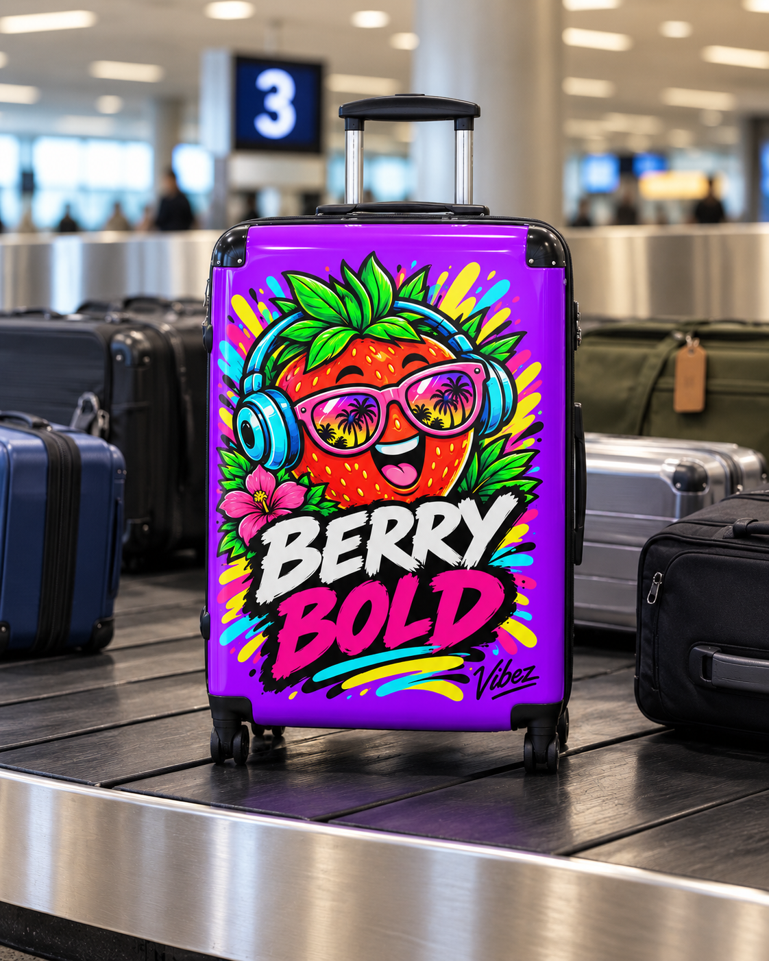 Berry Bold Strawberry Suitcase | Colorful Cartoon Fruit Luggage