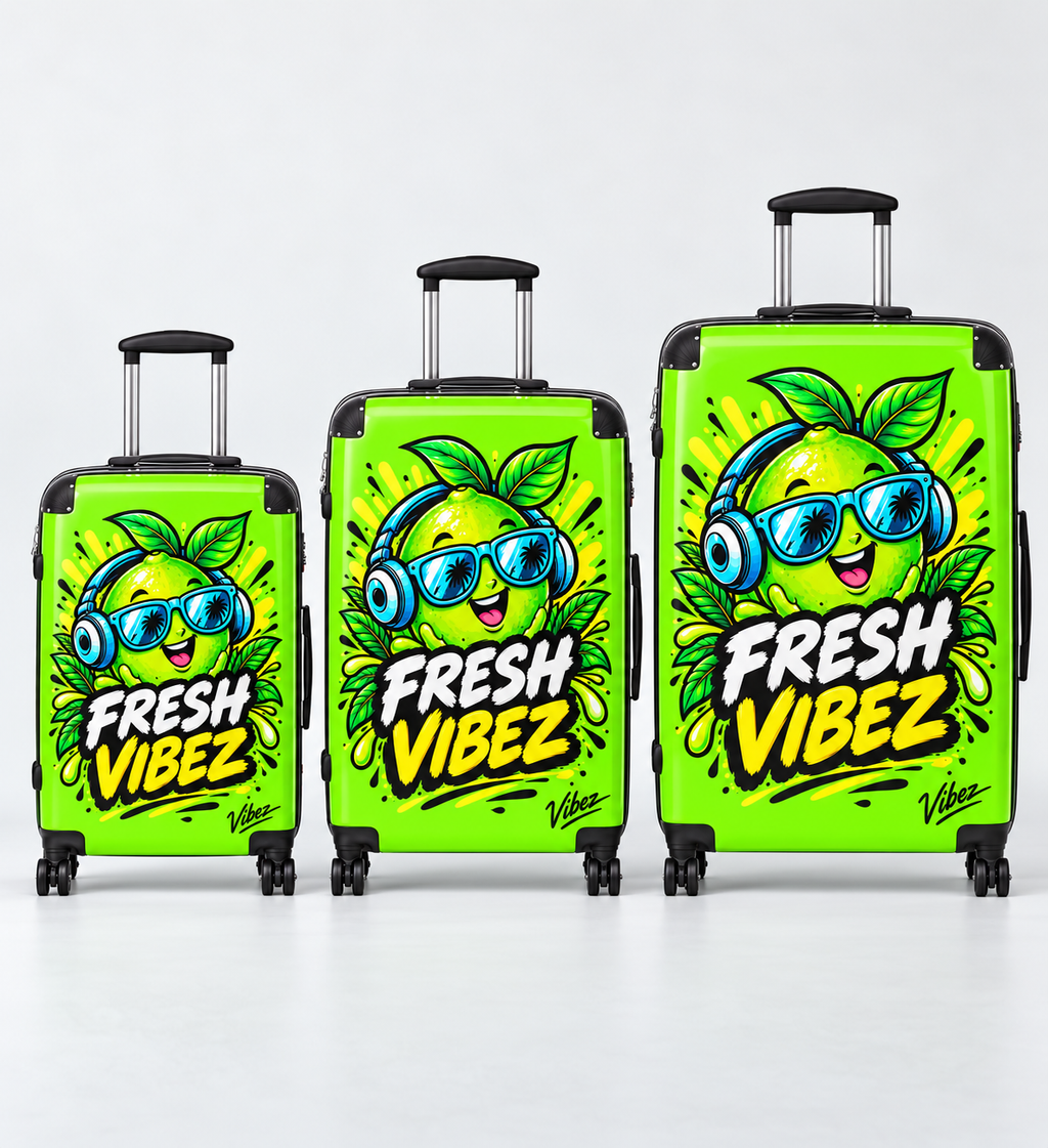 Fresh Vibez Lemon Character Suitcase | Neon Travel Luggage