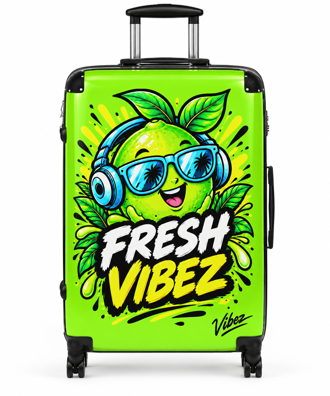 Fresh Vibez Lemon Character Suitcase | Neon Travel Luggage