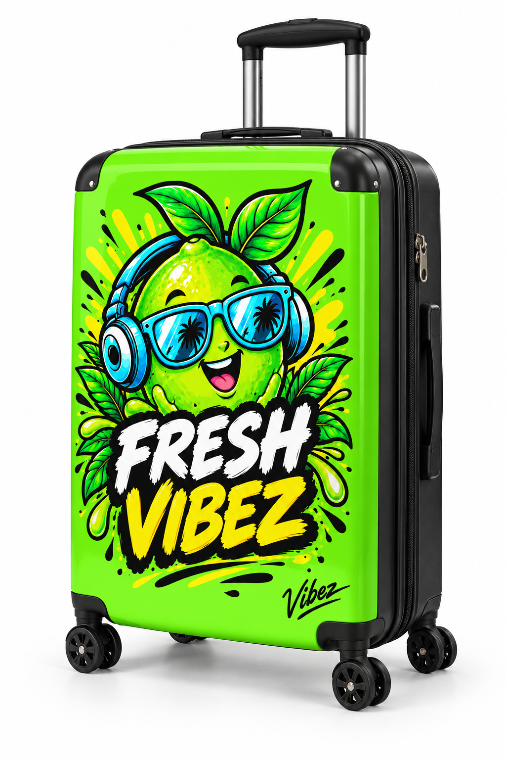 Fresh Vibez Lemon Character Suitcase | Neon Travel Luggage