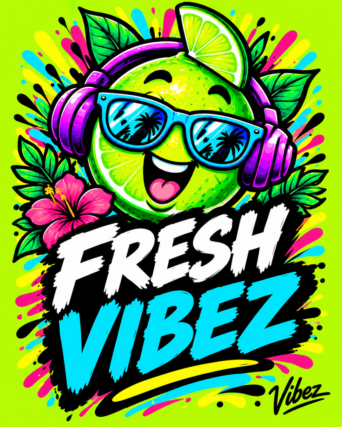 Fresh Vibez Lemon Character Suitcase | Neon Travel Luggage